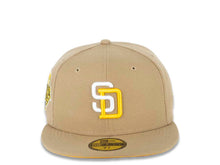 Load image into Gallery viewer, San Diego Padres New Era MLB 59FIFTY 5950 Fitted Cap Hat Khaki Crown/Visor White/Yellow Logo 1992 All-Star Game Side Patch Yellow UV