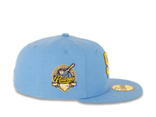 Load image into Gallery viewer, San Diego Padres New Era MLB 59FIFTY 5950 Fitted Cap Hat Radiant Blue Crown/Visor Yellow/Sky Blue Logo 40th Anniversary Side Patch Green UV