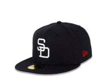 Load image into Gallery viewer, San Diego Padres New Era MLB 59FIFTY 5950 Fitted Cap Hat Dark Navy Crown/Visor White Logo 1984 World Series Side Patch Red UV