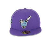 Load image into Gallery viewer, San Diego Padres New Era MLB 59FIFTY 5950 Fitted Cap Hat Varsity Purple Crown/Visor Sky Blue/Navy “Friar” Logo Stadium Side Patch Sky Blue UV