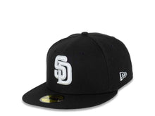Load image into Gallery viewer, San Diego Padres New Era MLB 59FIFTY 5950 Fitted Cap Hat Black Crown/Visor White Logo 2016 All-Star Game Side Patch Gray UV