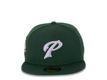 Load image into Gallery viewer, San Diego Padres New Era MLB 59FIFTY 5950 Fitted Cap Hat Dark Green Crown/Visor Light Purple/White Logo 40th Anniversary Side Patch Light Purple UV