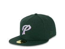 Load image into Gallery viewer, San Diego Padres New Era MLB 59FIFTY 5950 Fitted Cap Hat Dark Green Crown/Visor Light Purple/White Logo 40th Anniversary Side Patch Light Purple UV