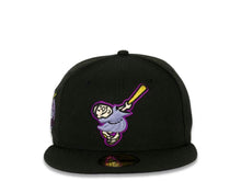 Load image into Gallery viewer, San Diego Padres New Era MLB 59FIFTY 5950 Fitted Cap Hat Black Crown/Visor Purple/Metallic Gold Logo 40th Anniversary Side Patch Purple UV