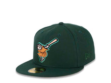 Load image into Gallery viewer, San Diego Padres New Era MLB 59FIFTY 5950 Fitted Cap Hat Dark Green Crown/Visor Metallic Copper/Peach Logo 40th Anniversary Side Patch Peach UV