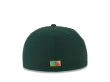 Load image into Gallery viewer, San Diego Padres New Era MLB 59FIFTY 5950 Fitted Cap Hat Dark Green Crown/Visor Metallic Copper/Peach Logo 40th Anniversary Side Patch Peach UV