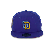 Load image into Gallery viewer, San Diego Padres New Era MLB 59FIFTY 5950 Fitted Cap Hat Light Royal Crown/Visor Sky Blue/Cheviot Gold Logo 1992 All-Star Game Side Patch Purple UV