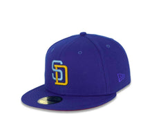 Load image into Gallery viewer, San Diego Padres New Era MLB 59FIFTY 5950 Fitted Cap Hat Light Royal Crown/Visor Sky Blue/Cheviot Gold Logo 1992 All-Star Game Side Patch Purple UV