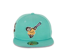 Load image into Gallery viewer, San Diego Padres New Era MLB 59FIFTY 5950 Fitted Cap Hat Clear Mint Crown/Visor Bronze “Friar” Logo 40th Anniversary Side Patch Sky Blue UV
