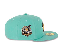 Load image into Gallery viewer, San Diego Padres New Era MLB 59FIFTY 5950 Fitted Cap Hat Clear Mint Crown/Visor Bronze “Friar” Logo 40th Anniversary Side Patch Sky Blue UV