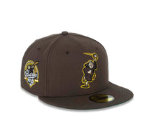 Load image into Gallery viewer, San Diego Padres New Era MLB 59FIFTY 5950 Fitted Cap Hat Brown Crown/Visor Brown/Yellow “Catching Friar” Logo 40th Anniversary Side Patch Green UV
