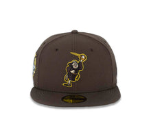 Load image into Gallery viewer, San Diego Padres New Era MLB 59FIFTY 5950 Fitted Cap Hat Brown Crown/Visor Brown/Yellow “Catching Friar” Logo 40th Anniversary Side Patch Green UV