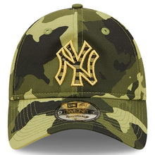 Load image into Gallery viewer, New York Yankees New Era MLB 9TWENTY 920 Adjustable Cap Hat Camo Crown/Visor Camo Flag/Gold Logo (2022 Armed Forces Day)