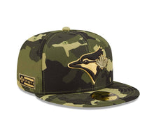 Load image into Gallery viewer, Toronto Blue Jays New Era MLB 59FIFTY 5950 Fitted Cap Hat Camo Crown/Visor Camo/Metalic Gold Logo (2022 Armed Forces Day)