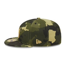 Load image into Gallery viewer, Los Angeles Dodgers New Era MLB 59FIFTY 5950 Fitted Cap Hat Camo Crown/Visor Camo/Metallic Gold Logo (2022 Armed Forces Day)
