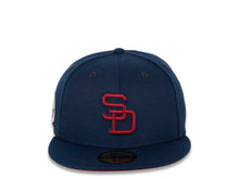Load image into Gallery viewer, San Diego Padres New Era MLB 59FIFTY 5950 Fitted Cap Hat Oceanside Navy Crown/Visor Cardinal Retro Logo 1978 All-Star Game Side Patch Cardinal UV