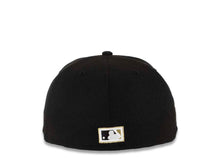 Load image into Gallery viewer, San Diego Padres New Era MLB 59FIFTY 5950 Fitted Cap Hat Black Crown/Visor Metallic Gold Logo 1998 World Series Side Patch Metallic Gold UV