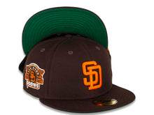 Load image into Gallery viewer, San Diego Padres New Era MLB 59Fifty 5950 Fitted Cap Hat Dark Brown Crown Orange Logo San Diego Stadium Side Patch Green UV