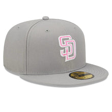 Load image into Gallery viewer, San Diego Padres New Era MLB 59FIFTY 5950 Fitted Cap Hat Gray Crown/Visor Pink/White Logo (2022 Mother's Day)