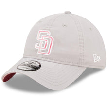 Load image into Gallery viewer, San Diego Padres New Era MLB 9TWENTY 920 Adjustable Cap Hat Gray Crown/Visor Pink/White Logo (2022 Mother's Day)