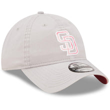 Load image into Gallery viewer, San Diego Padres New Era MLB 9TWENTY 920 Adjustable Cap Hat Gray Crown/Visor Pink/White Logo (2022 Mother's Day)