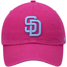 Load image into Gallery viewer, San Diego Padres '47 MLB Clean Up Adjustable Cap Hat Magenta Crown/Visor Sky Blue Logo Sky Blue UV