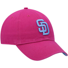 Load image into Gallery viewer, San Diego Padres '47 MLB Clean Up Adjustable Cap Hat Magenta Crown/Visor Sky Blue Logo Sky Blue UV