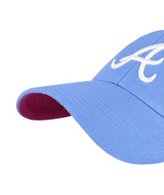 Load image into Gallery viewer, Atlanta Braves '47 MLB MVP Adjustable Cap Hat Sky Blue Crown/Visor White Logo 1995 World Series Side Patch Magenta UV