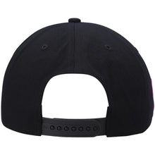 Load image into Gallery viewer, San Diego Padres '47 MLB Snapback/Hitch Cap Hat Black Crown/Visor Black/Magenta Script/Text Logo with SD Side Patch Magenta UV