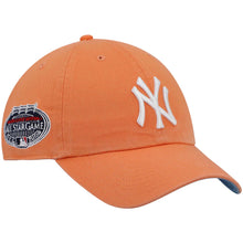 Load image into Gallery viewer, New York Yankees '47 MLB Clean Up Adjustable Cap Hat Orange Crown/Visor White Logo 2008 All-Star Game Side Patch Sky Blue UV