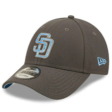 Load image into Gallery viewer, San Diego Padres New Era MLB 9FORTY 940 Adjustable Cap Hat Dark Gray Crown/Visor Sky Blue/Gray Logo (2022 Father's Day)