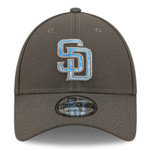 Load image into Gallery viewer, San Diego Padres New Era MLB 9FORTY 940 Adjustable Cap Hat Dark Gray Crown/Visor Sky Blue/Gray Logo (2022 Father's Day)