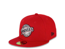 Load image into Gallery viewer, San Diego Padres New Era MLB 59FIFTY 5950 Fitted Cap Hat Red Crown/Visor Black/Chrome White Baseball Clube Cooperstown Retro Logo 1998 World Series Side Patch Chrome White UV