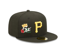 Load image into Gallery viewer, Pittsburgh Pirates New Era MLB 59FIFTY 5950 Fitted Cap Hat Black Crown/Visor Team Color Logo with 5x Crown Rose (Crown Champs)