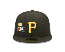 Load image into Gallery viewer, Pittsburgh Pirates New Era MLB 59FIFTY 5950 Fitted Cap Hat Black Crown/Visor Team Color Logo with 5x Crown Rose (Crown Champs)