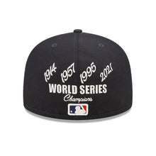 Load image into Gallery viewer, Atlanta Braves New Era MLB 59FIFTY 5950 Fitted Cap Hat Navy Crown/Visor Team Color Logo with 4x Crown Rose (Crown Champs)