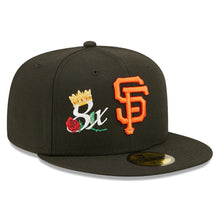 Load image into Gallery viewer, San Francisco Giants New Era MLB 59FIFTY 5950 Fitted Cap Hat Black Crown/Visor Team Color Logo with 8x Crown Rose (Crown Champs)