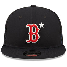 Load image into Gallery viewer, Boston Red Sox New Era MLB 9FIFTY 950 Mesh Trucker Snapback Cap Hat Navy Crown/Visor Team Color Logo with Star 2022 All-Star Game Side Patch (2022 All-Star Game)
