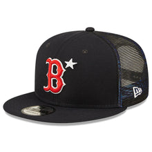 Load image into Gallery viewer, Boston Red Sox New Era MLB 9FIFTY 950 Mesh Trucker Snapback Cap Hat Navy Crown/Visor Team Color Logo with Star 2022 All-Star Game Side Patch (2022 All-Star Game)