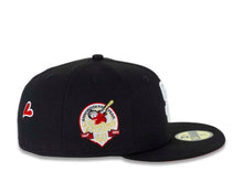 Load image into Gallery viewer, San Diego Padres New Era MLB 59FIFTY 5950 Fitted Cap Hat Black Crown/Visor White Logo With Metallic Gold/Red Palm Trees Heart Back Logo 40th Anniversary Side Patch Red UV