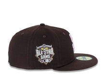 Load image into Gallery viewer, San Diego Padres New Era MLB 59FIFTY 5950 Fitted Cap Hat Brown Crown/Visor Pink Logo With Metallic Gold/Pink Palm Trees 2016 All-Star Game Side Patch Pink UV