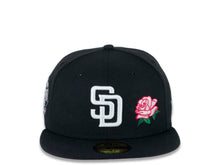 Load image into Gallery viewer, San Diego Padres New Era MLB 59FIFTY 5950 Fitted Cap Hat Black Crown/Visor White Logo With Pink Rose 2016 All-Star Game Side Patch Pink UV