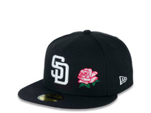 Load image into Gallery viewer, San Diego Padres New Era MLB 59FIFTY 5950 Fitted Cap Hat Black Crown/Visor White Logo With Pink Rose 2016 All-Star Game Side Patch Pink UV