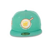 Load image into Gallery viewer, San Diego Padres New Era MLB 59FIFTY 5950 Fitted Cap Hat Clear Mint Green Crown/Visor Lemon Fluff Yellow/White Round Circle “Swinging Friar” Logo Stadium Side Patch Pink UV
