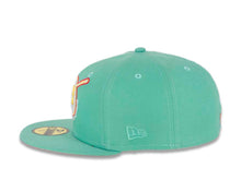 Load image into Gallery viewer, San Diego Padres New Era MLB 59FIFTY 5950 Fitted Cap Hat Clear Mint Green Crown/Visor Lemon Fluff Yellow/White Round Circle “Swinging Friar” Logo Stadium Side Patch Pink UV