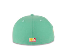 Load image into Gallery viewer, San Diego Padres New Era MLB 59FIFTY 5950 Fitted Cap Hat Clear Mint Green Crown/Visor Lemon Fluff Yellow/White Round Circle “Swinging Friar” Logo Stadium Side Patch Pink UV