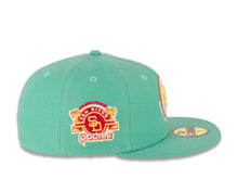 Load image into Gallery viewer, San Diego Padres New Era MLB 59FIFTY 5950 Fitted Cap Hat Clear Mint Green Crown/Visor Lemon Fluff Yellow/White Round Circle “Swinging Friar” Logo Stadium Side Patch Pink UV