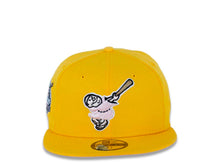 Load image into Gallery viewer, San Diego Padres New Era MLB 59FIFTY 5950 Fitted Cap Hat Yellow/Gold Crown/Visor Pink/Weat “Swinging Friar” Logo 40th Anniversary Side Patch Pink UV