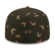 Load image into Gallery viewer, San Diego Padres New Era MLB 59FIFTY 5950 Fitted Cap Hat Black Crown/Visor Black Logo Allover Butterfly Flutter