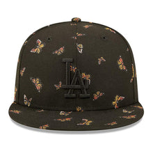 Load image into Gallery viewer, Los Angeles Dodgers New Era MLB 59FIFTY 5950 Fitted Cap Hat Black Crown/Visor Black Logo Allover Butterfly Flutter